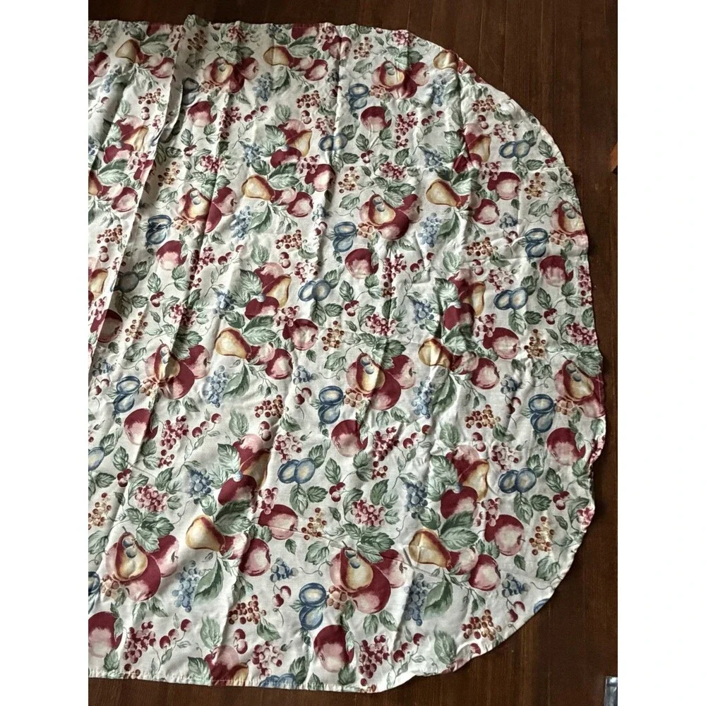 Vtg Retro Farm Produce Still Life Plum Cherries Print Tablecloth  82 x 60